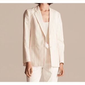 NWOT Rebecca Taylor Tailored Stitched Stripe Blazer Snow Combo Size 10
